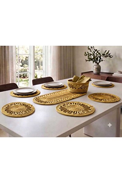 MİNDERHAN American Style Supla Knitted Wicker Bamboo Serving Set