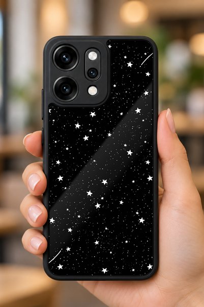 OPPO Reno 14 5G Uyumlu Kayan Yıldız Gecesi Desenli Parlak Baskılı Kamera Koru...