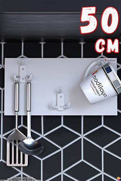 Modilayn مجموعة شماعات المطبخ GEYİK ذات 9 خطافات (46.4×9.6 سم) - تصميم أنيق، ...