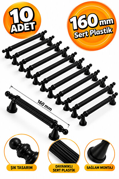 Genel Markalar Dekoratif Mobilya Dolap Kulpu 160 mm Siyah Sert Plastik Çekmec...