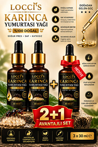 Locci's Karınca Yumurtası Yağı 30 Ml Doğal Yağ– Tüy Azaltıcı, 2+1