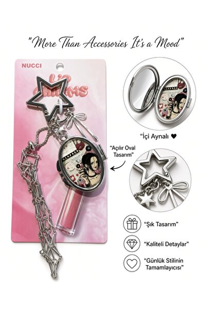 Meyra Accessories Metal Aynalı gloss tutuculu Nana Charm Anahtarlık 1 adet gelmektedir