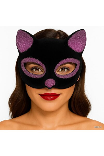 ZERO LAND Svl-Shop Black Color Pink Glitter Suede Coating Mask (231748) 18X14 cm