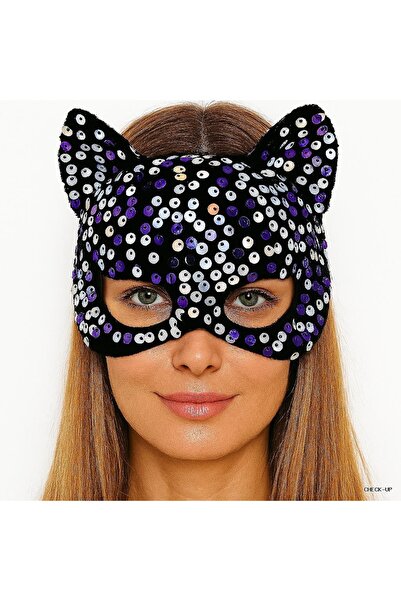 ZERO LAND Svl-Shop Purple White Sequined Party Mask on Black Velvet Fabric (2...