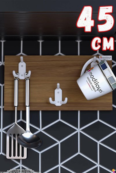 Modilayn مجموعة شماعات المطبخ GEYİK ذات 9 خطافات (41.4×9.6 سم) - تصميم أنيق، ...