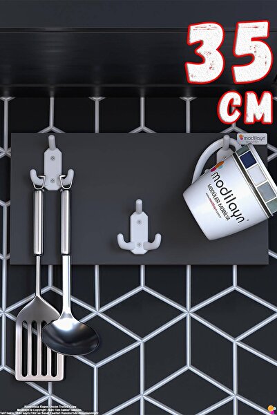 Modilayn مجموعة شماعات المطبخ GEYİK ذات 9 خطافات (31.4×9.6 سم) - تصميم أنيق، ...