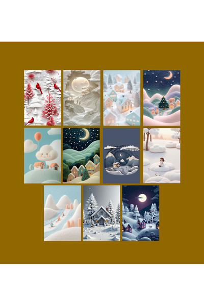 TELLGRAF Winter Themed Postcard Set (10X15 cm 11 Pieces)