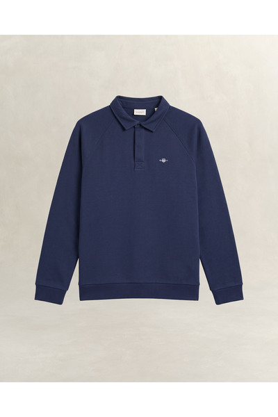 Gant Erkek Lacivert Düğmeli Yaka Sweatshirt