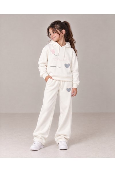 TOP CLOTHE طقم بناتي شتوي قطعتين هودي وبنطال واسع مبطن بالمخمل