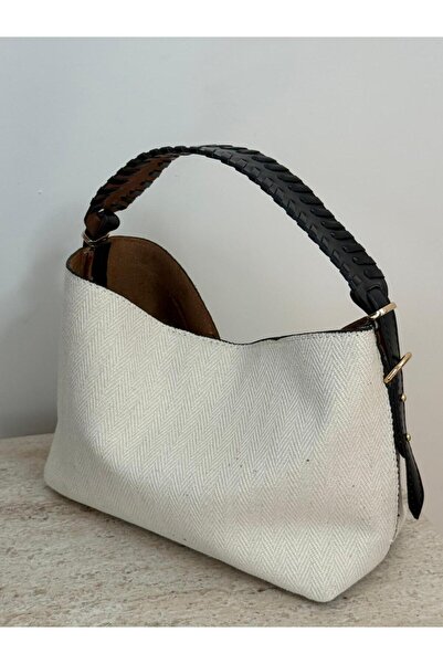 lalettobags Women's Aden Model Canvas Knitted Handle Detailed Hand & Crossbod...