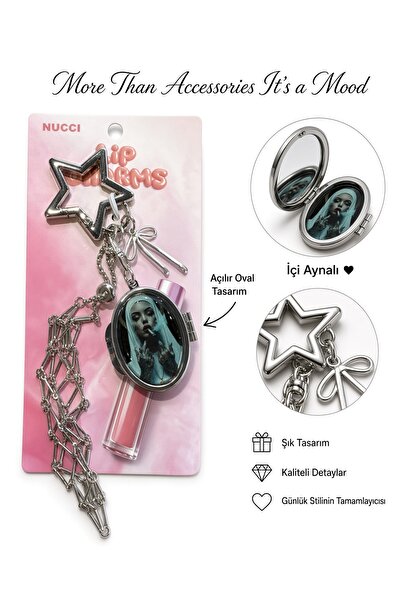 Meyra Accessories Metal Aynalı gloss tutuculu Gotik Charm Anahtarlık 1 adet gelmektedir