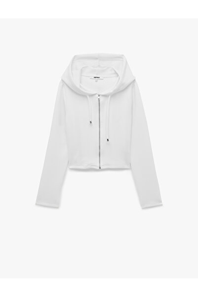 Koton Slim Fit Uzun Kollu Kapüşonlu Fermuarlı Modal Boxy Sweatshirt