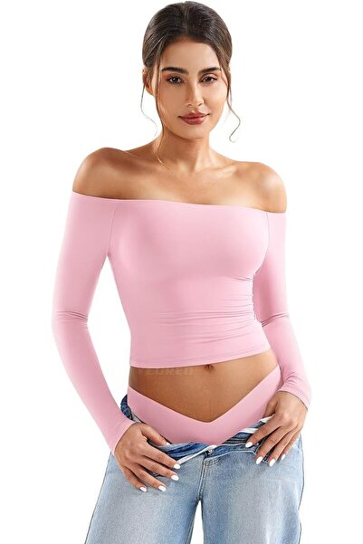 GENERAL YEOREO Sophie Women Off Shoulder Long Sleeve Shirts Double Lined Basi...