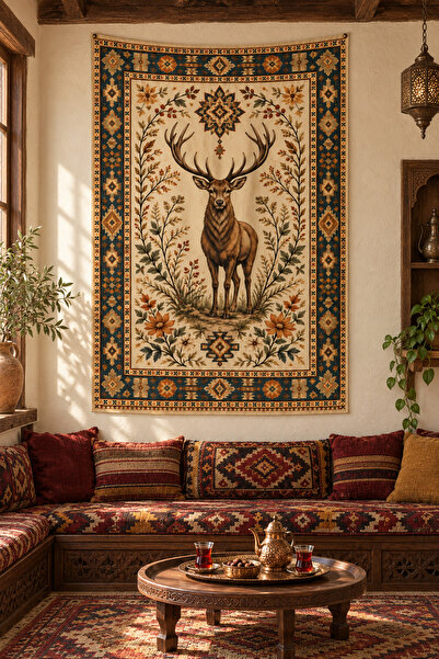 dekomingo Deer Patterned Ethnic Wall Covering Corner Decoration