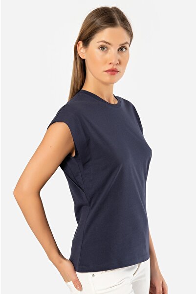 TÜREN Women's padded look relaxed fit t-shirt, 100% cotton
