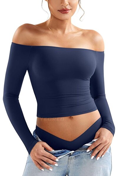 GENERAL YEOREO Sophie Women Off Shoulder Long Sleeve Shirts Double Lined Basi...