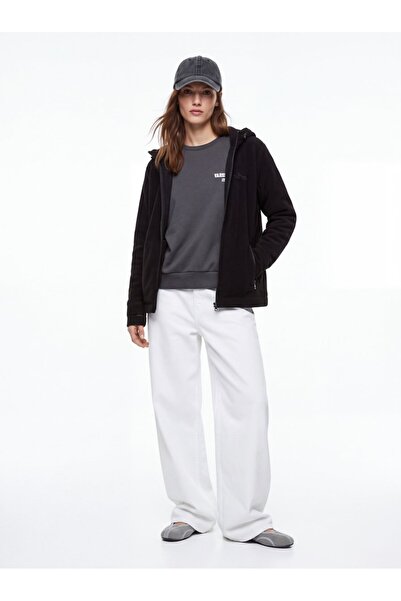 Ltb Regular Fit Fermuarlı Polar Siyah Sweatshırt