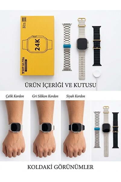 WS09 ULTRA 24K ÖZEL ALTIN KUTU AKILLI SAAT KORDON HEDİYELİ