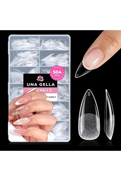 UNA GELLA Long Stiletto Nail Tips 504PCS, Full Cover Pre-Etched Long Stiletto...