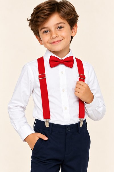 NACAR STYLİSH Yeni Sezon Erkek Çocuk Gömlek Papyon ve Pantolon Askılı Takım 2...