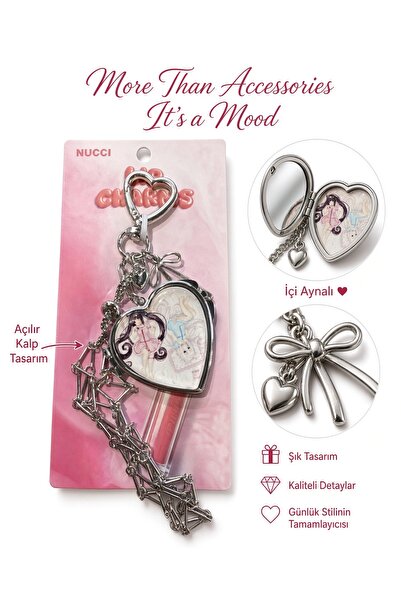 Meyra Accessories Metal Aynalı Gloss Tutuculu Sevimli Anime Kızları Charm Anahtarlık 1 adet gelmektedir