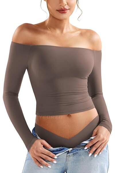 GENERAL YEOREO Sophie Women Off Shoulder Long Sleeve Shirts Double Lined Basi...