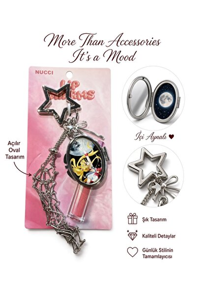 Meyra Accessories Metal Aynalı Gloss Tutuculu Sailormoon Charm Anahtarlık 1 adet gelmektedir