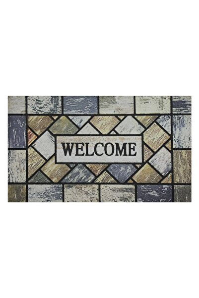 CATIANO Covoras Intrare cu Model Tiles & Mesaj "Welcome" 75x45cm