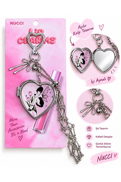 Meyra Accessories Metal Aynalı Gloss Tutucu Peri kızı Charm Anahtarlık 1 adet gelmektedir