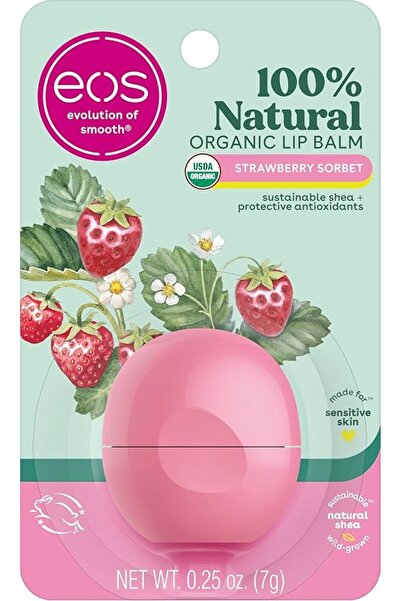 Eos 100% Natural & Organic Lip Balm- Strawberry Sorbet, All-Day Moisture, Der...