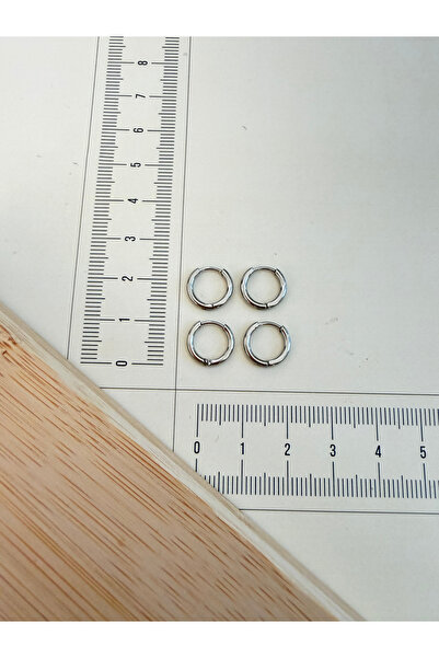 Rupen Kraft 316 L Surgical Steel 1.6Mm*8Mm Steel Hoop Earrings Silver 4 Pcs