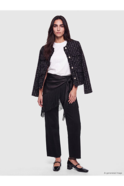 LC Waikiki Alita City Farkıyla Lcw Accessories Black Satin Plain Women's Shawl