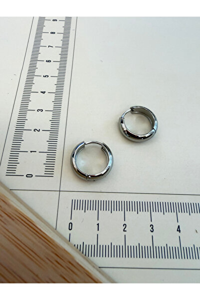 Rupen Kraft 316l surgical steel 5mm*14mm domed steel hoop earrings - silver