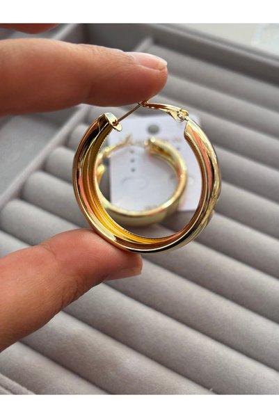 MODA Gold Color Italian Model Tube Hoop Earrings - Stylish and Timeless Hoop Earrings