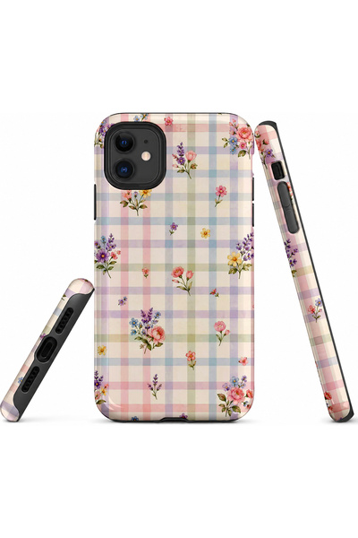 EDELFU iPhone 11 Compatible - Pastel Gingham, Double Layer Cover, Glossy Surf...