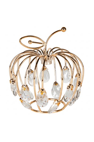Herdekora Dekoratif Metal Elma Kristal Taşlı Gold 17x16 Cm.