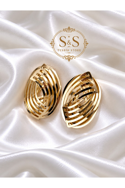 Kadın Gold Modern Geometrik Tasarımlı Zarif Küpe