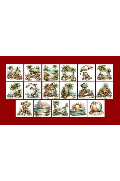 TELLGRAF Holiday Themed Postcard Set (10X10 cm 17 Pieces)
