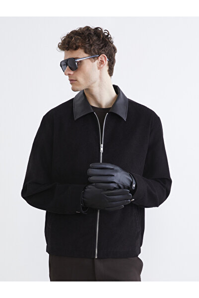 LC Waikiki Lcw Accessories Black Faux Leather Plain Men's Gloves with Nevavm ...