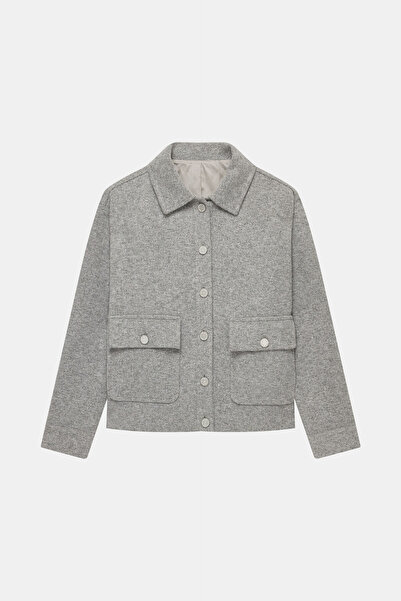 W Collection GRİ STANDART KALIP KLASİK YAKA MONT