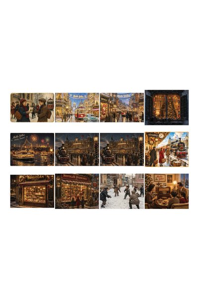 TELLGRAF New Year Themed Postcard Set (12 Pieces 10x15 cm)