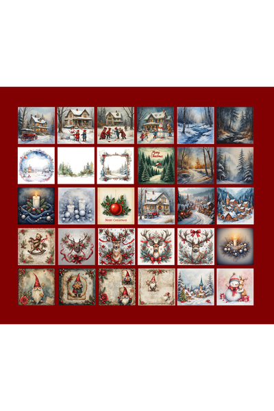 TELLGRAF Winter Themed Postcard Set (10X10 cm 30 Pieces)