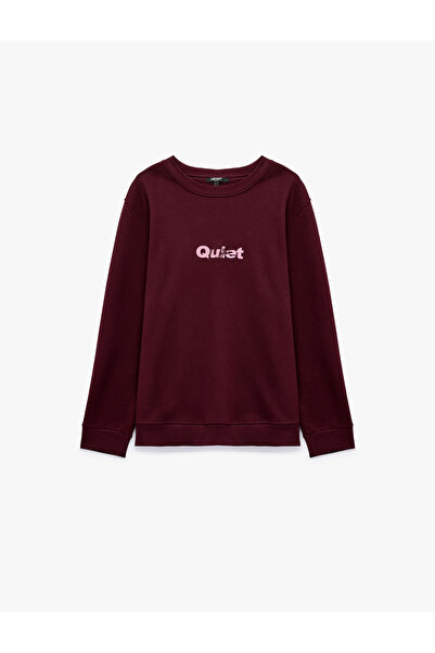 Koton Long Sleeve Ribbed Crew Neck Printed Sweatshirt