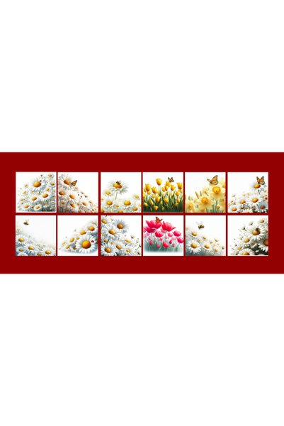 TELLGRAF Flower Themed Postcard Set (10X10 cm 12 Pieces)