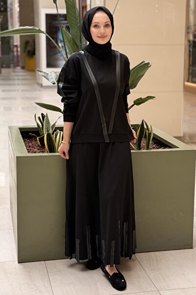 Ceremony Luna Set with Leather Detail on the Front of the Sleeve and at the Hem