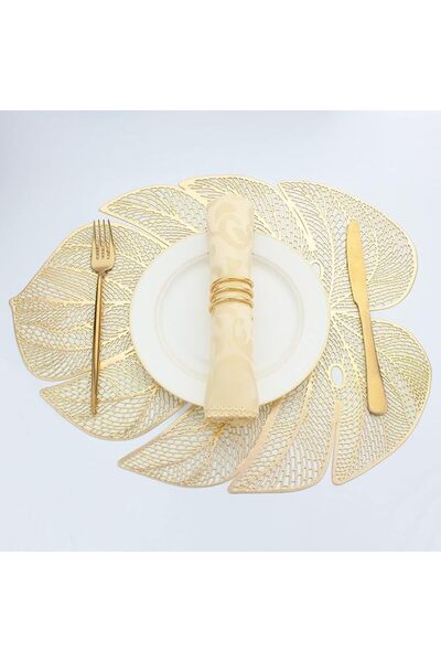 GENERAL Aiffda Green Leaf Shaped Vinyl Placemats for Dinner Table, Set of 6