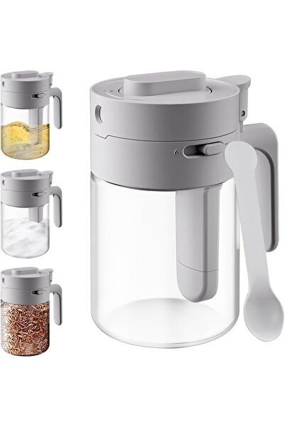 Generic Multifunctional Seasoning Box, 2 in 1 Glass Spice Jar Set with Dustpr...