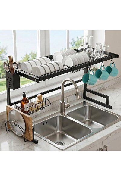 Generic Over Sink Dish Drying Rack, 85CM/33.5Inch Long Kitchen Counter Cutler...