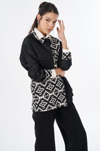 KYR Ethnic Pattern Jacket Black
