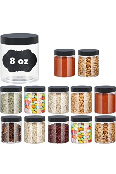 Generic Paporich 12 Pack Plastic Jars with Lids, 8 oz Clear Storage Container...